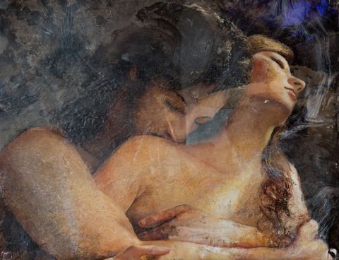 Amour, Résine époxy sur huile et bois, 80 × 62 cm, 2017, Leo Novoro