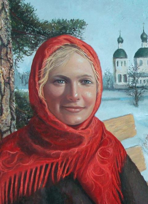 Femme russe, Huile sur toile, Leo Novoro