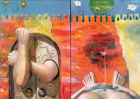 L’autorité et le peuple, Huile sur toile, 100 × 70 cm, 2001, Leo Novoro