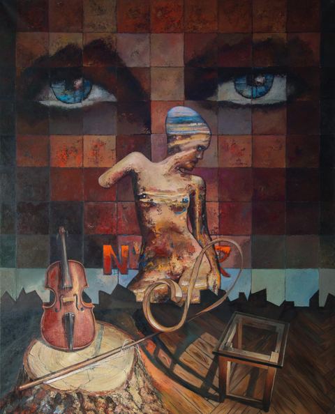 La muse, Huile sur toile, 160 × 145 cm, 2004, Leo Novoro