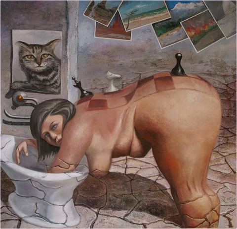 La nostalgie, Huile sur toile, 120 × 120 cm, 2008, Leo Novoro