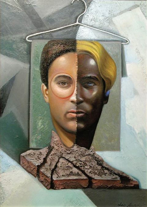 Le caméléon, Huile sur toile, 70 × 50 cm, 2000, Leo Novoro