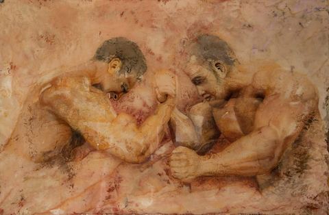 Le maillon fort, Résine époxy sur huile et bois, 122 × 80 cm, 2017, Leo Novoro