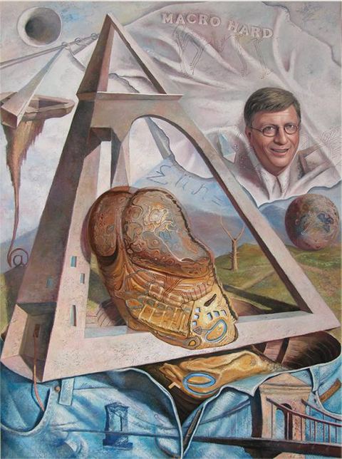 Macrohard, Huile sur toile, 195 × 145 cm, 2007, Leo Novoro