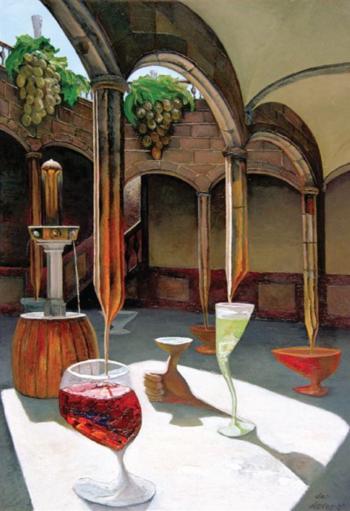 Una cantina di vino, Olio su tela, Leo Novoro